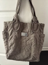 Marc By Marc Jacobs Taupe Nylon Quilted Logo Gym Travel Bag Tote