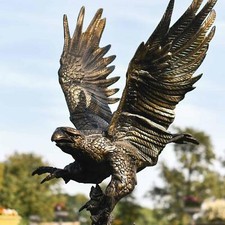 Deluxe Freestanding Cast Aluminium Golden Eagle & Fish Garden Sculpture