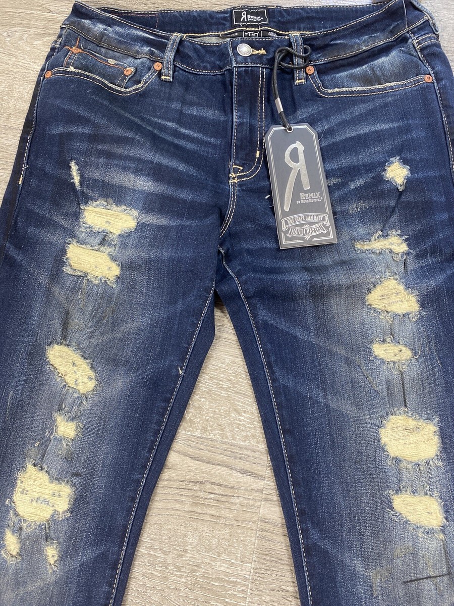 Rock Revival Mid Rise Straight Jeans Distressed Size 28 6
