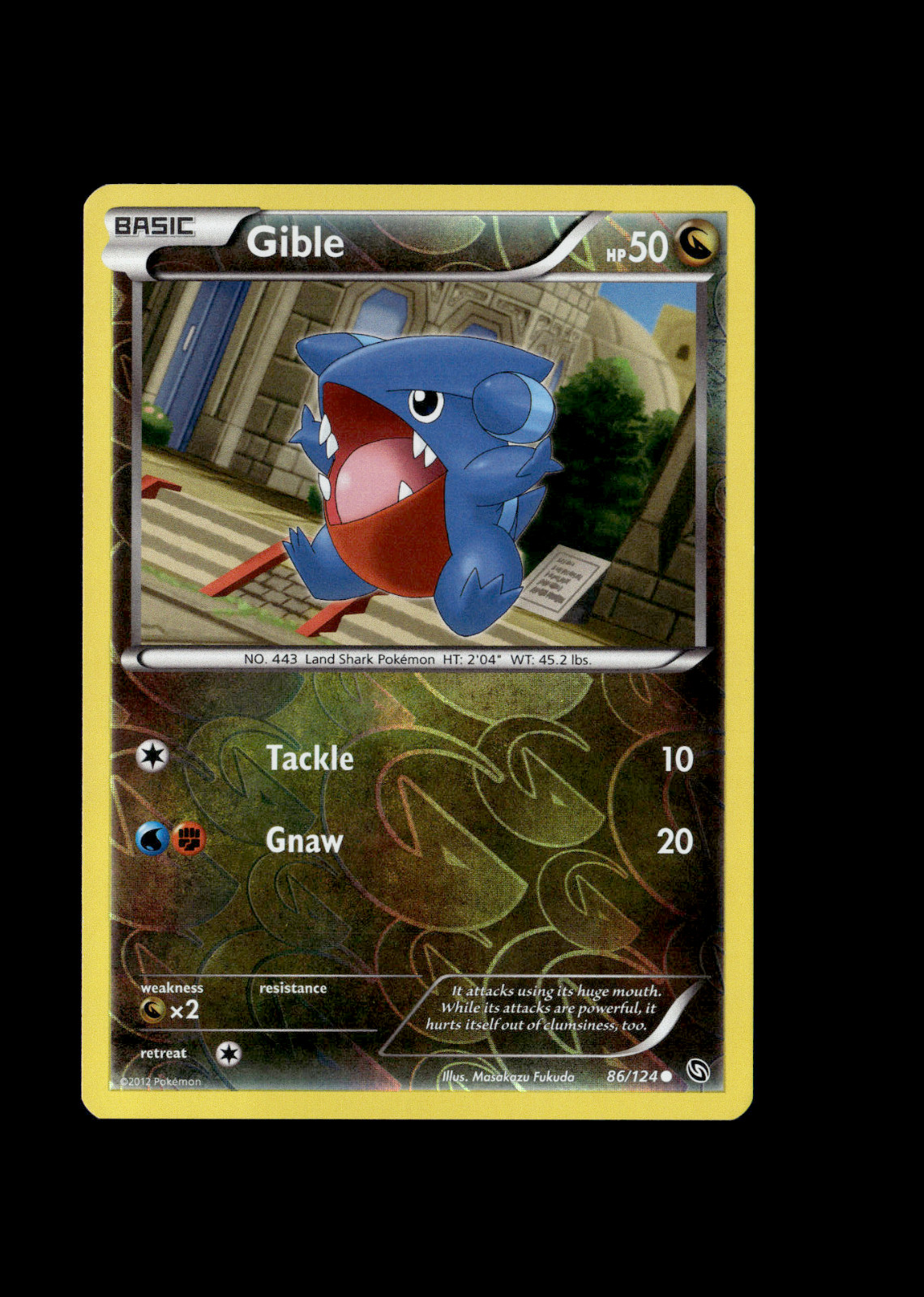 Pokemon 2012 Near Mint NM Gible Dragons Exalted REVERSE 86/124 Card