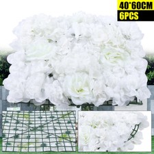Artificial Silk Rose White Flower Wall Backdrop Fake Flowers Wall Panels Decor