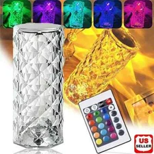 LED Crystal Table Lamp Diamond Rose Night Light Touch Atmosphere Bedside Bar USA