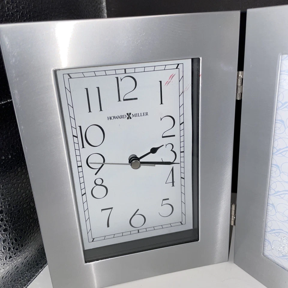 Howard Miller Silver Picture Frame Battery Clock-Model 645-677 Holds 4x6 Photo - Image 2 of 4