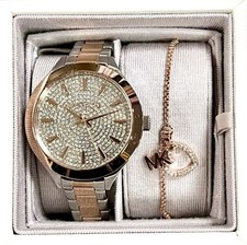 Orologio Donna + Bracciale MICHAEL KORS MK1045 Acciaio Bicolor Rosè Swarovski