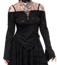 Killstar Dust Devil Woman's Top Black Gothic Distressed Alternative KSRA003509