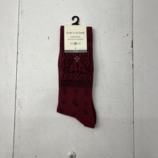 Sun Stone Red Bandanna Print Crew Socks Men  s One Size NEW