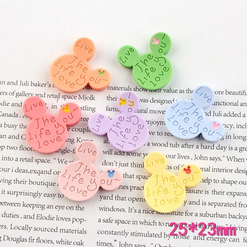 20 un. dijes de colores mixtos ratón de resina de espalda plana flor conejo estrella para artesanía hágalo usted mismo - Imagen 6 de 12