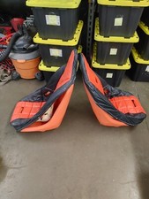 Vintage Pair Of Universal Orange Fiberglass W Fabric Covers Racing Bucket Seats