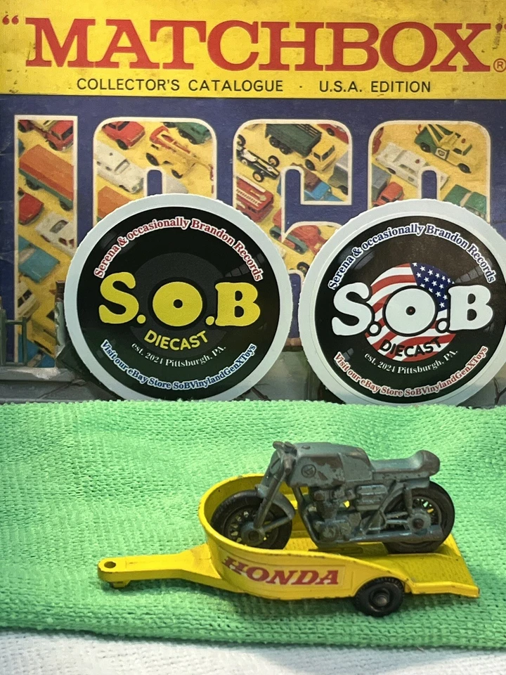 Remolque para motocicletas Lesney Honda Nº 38 amarillo diecast usado excelente estado Foto 2 de 4