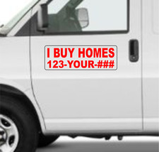 Custom I BUY HOMES Magnetic Signs for Car Truck SUV 6"x18" Phone or Web site