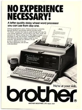 1987 Brother Daisy Wheel Word Processor Print Ad, No Experience Necessary Type