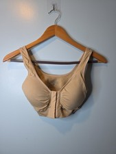 Miracle Bamboo Bra Women s Size Medium Solid Beige Wire Free Front Closure Bra