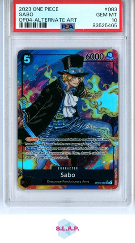 SABO ONE PIECE OP04-083 2023 OP04 ALTERNATE ART ENGLISH PSA 10
