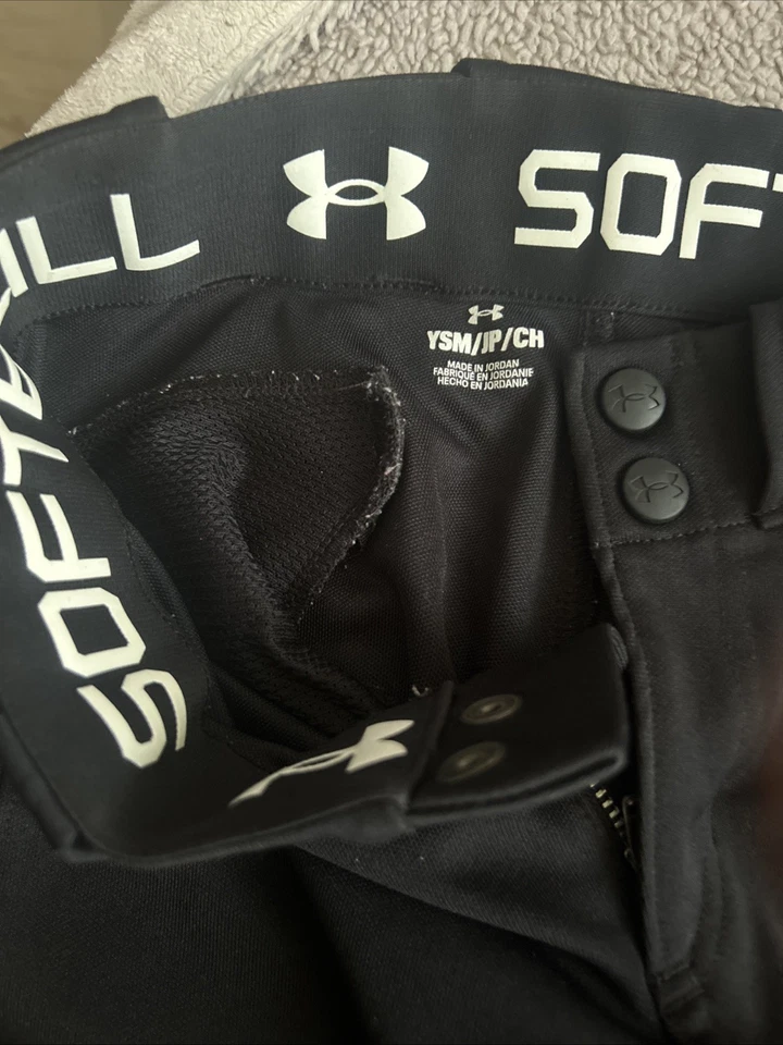 Under Armour Youth Girls Softball Pants Cropped Size Small Youth YSM Black - Image 2 of 3
