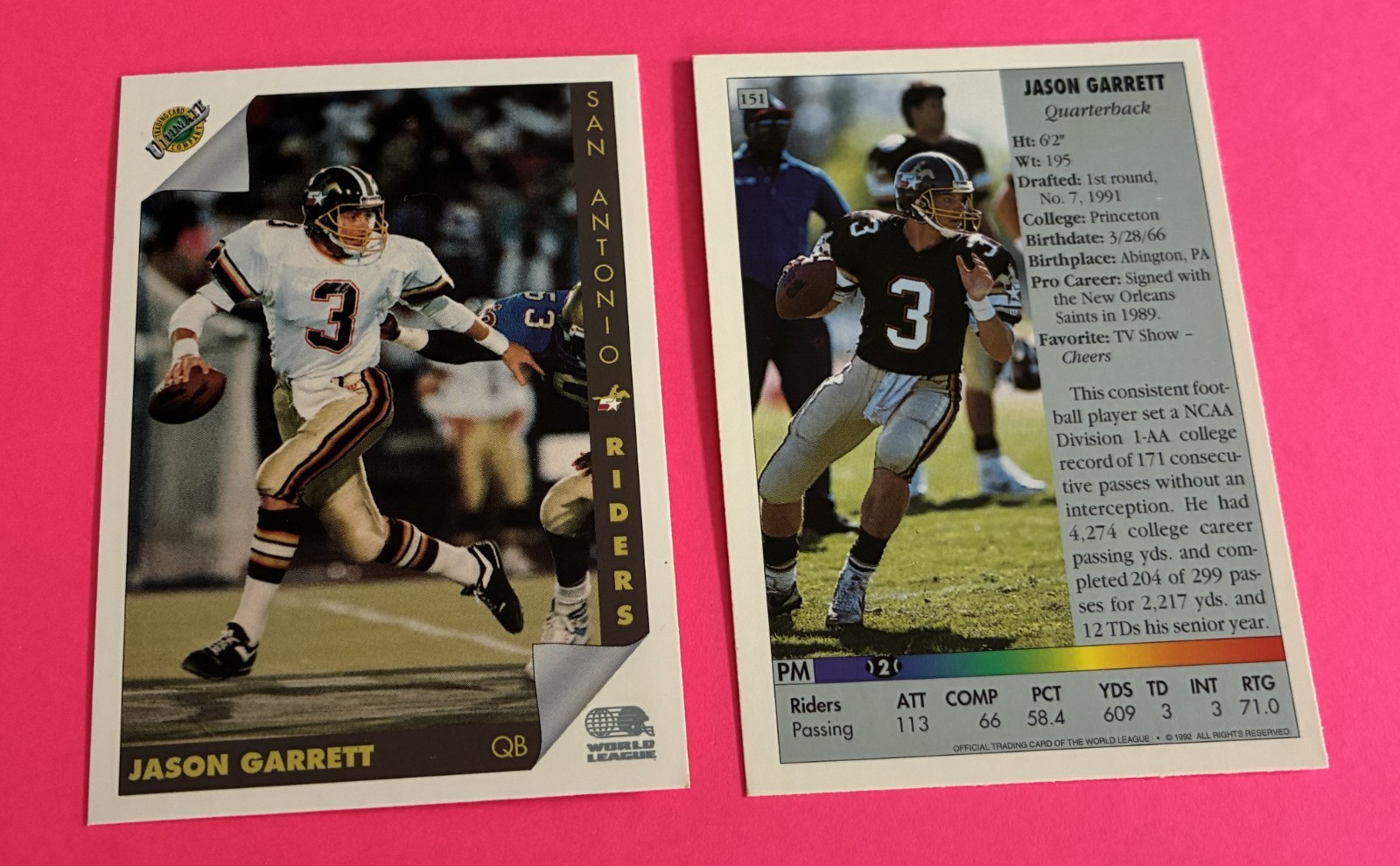 1992 Ultimate World League of American Football #151 Jason Garrett