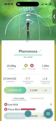 Pokemon Go Shiny Ultrabeast Pheromosa 