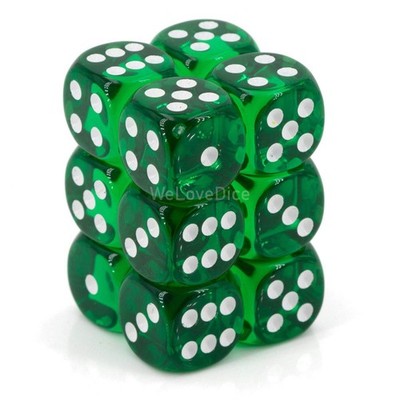 Chessex Says: CHX23605 D6 16mm Translucent Green/White (12)