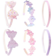 6 PCS Girls Headbands Sweet Hair Accessories Glitter Bow Flower Star Band