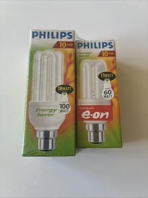 1x 18W (=100W) Philips Low Energy Power Saving CFL Stick Glühbirnen + 1 60W