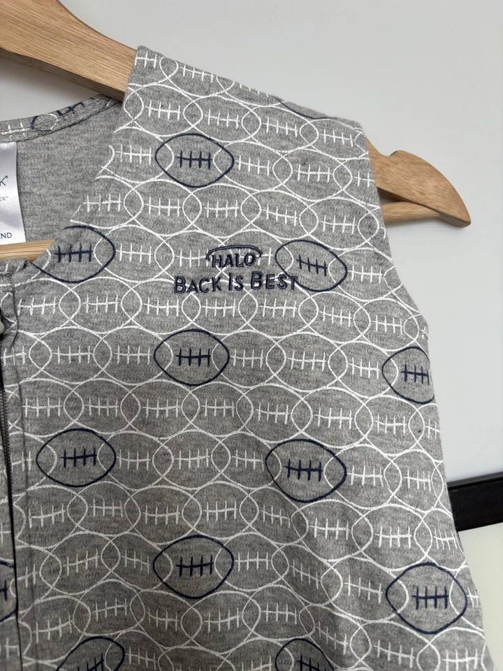 Saco de Dormir Halo Grande 12-18 Meses 100% Algodón Fútbol Deportes Gris Usado en Excelente Condición Foto 4 de 4