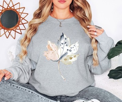 Vintage Maple Leaf Damen Sweatshirt Floral Wildlife Naturliebhaber Geschenk