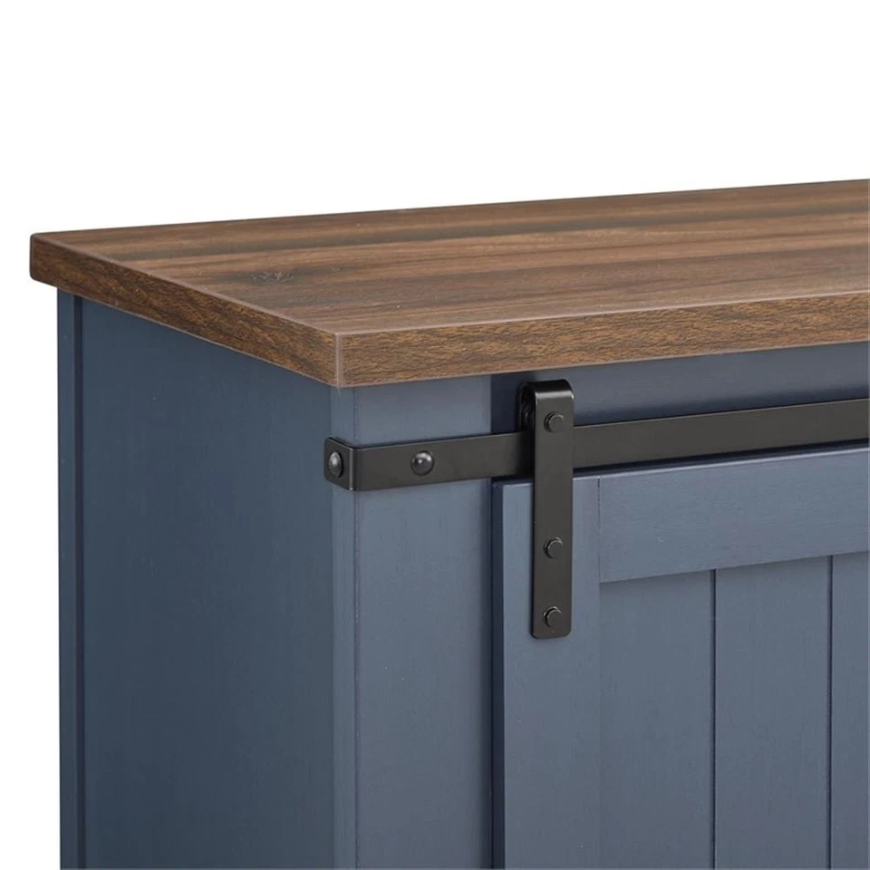 LIVILAND 68 in. Soporte multimedia de TV para TV de hasta 75 pulgadas Escritorio color nogal azul marino con color Foto 4 de 4