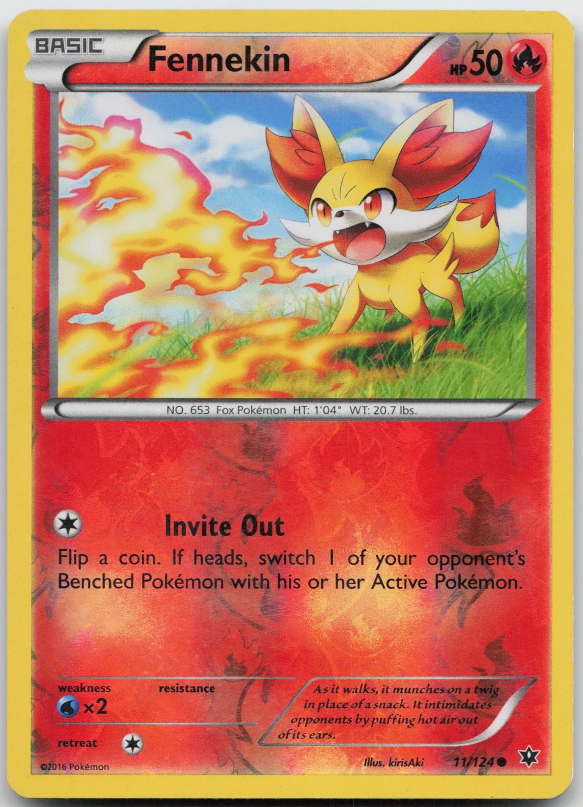 Fennekin (11) Common Fire XY - Fates Collide 11/124 LP 2016 kirisAki Reverse Hol