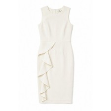Eliza J Ivory Ruffle Front Sleeveless Sheath Dress Size 2 White Cocktail Event