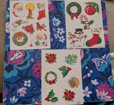 Vintage Christmas Stickers Paper Art Lot Of 3 Sheets Santa Snowman Greenery
