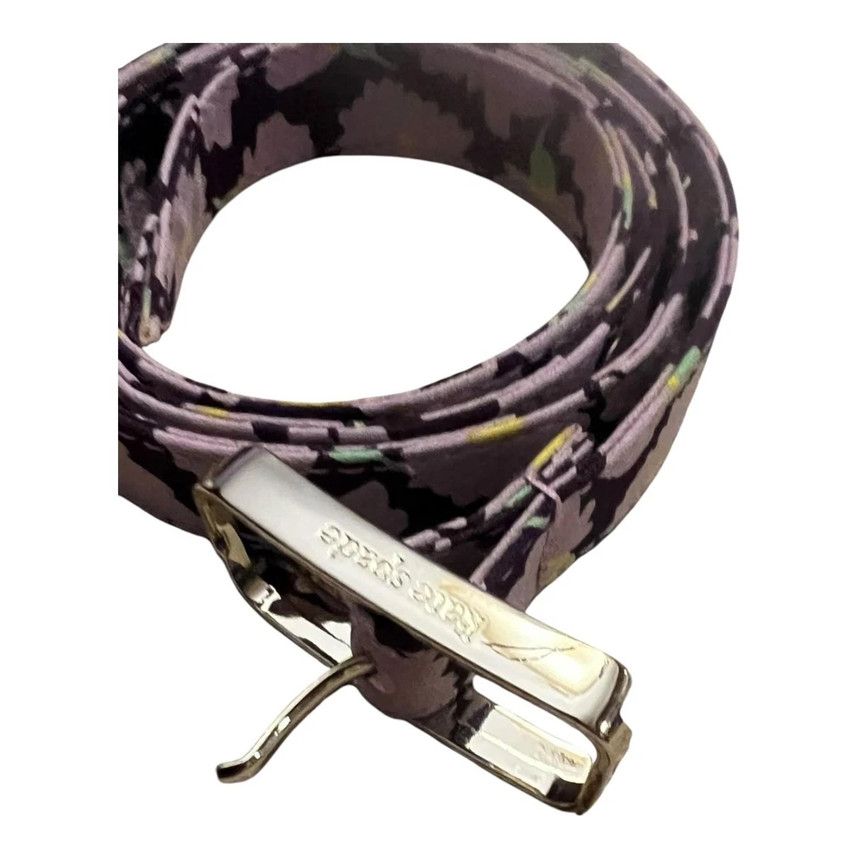 Cinturón Kate Spade New York Cuero Genuino Negro Floral Plateado Herrajes Foto 3 de 4