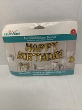 Happy Birthday Balloons Banner Bunting Party Inflating Decoration New Gold