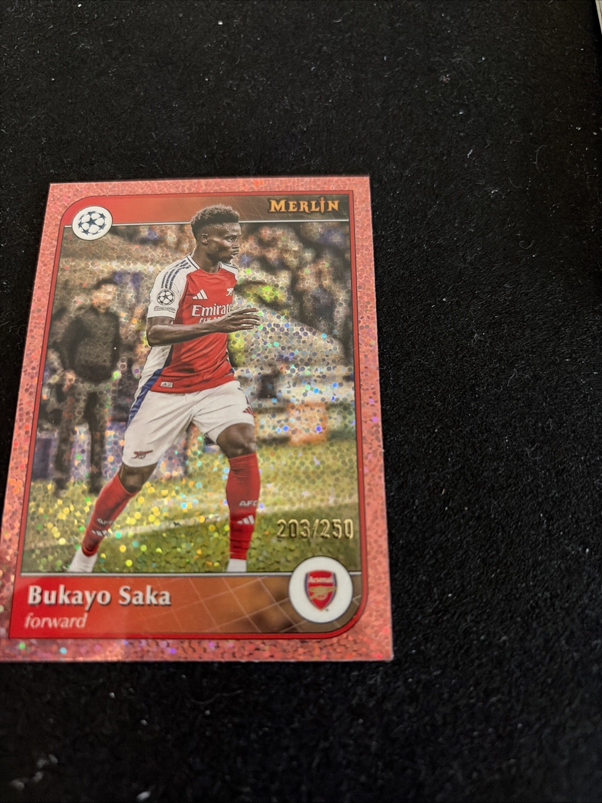 Bukayo Saka Rose Gold Speckle /250 | 2024-25 Topps Merlin UEFA #7 Arsenal view 2