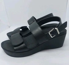 Vionic Lovell Platform Wedge Sandals Black Women's Size 7 Casual Comfy Shoes