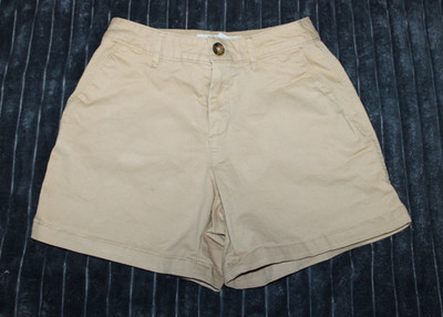 Amazon Essentials Womens Beige Chino Mid Rise Twill Cotton Shorts Pockets 0