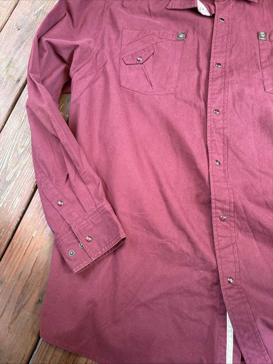 Pelle Pelle 4XL Embroidered Pearl Snap Heavy Shirt American Legend Burgundy EUC View 4