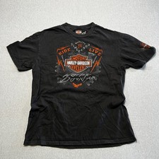 HARLEY DAVIDSON Shirt Men XL Emerald City Seattle WA Motorcycle Biker Black USA