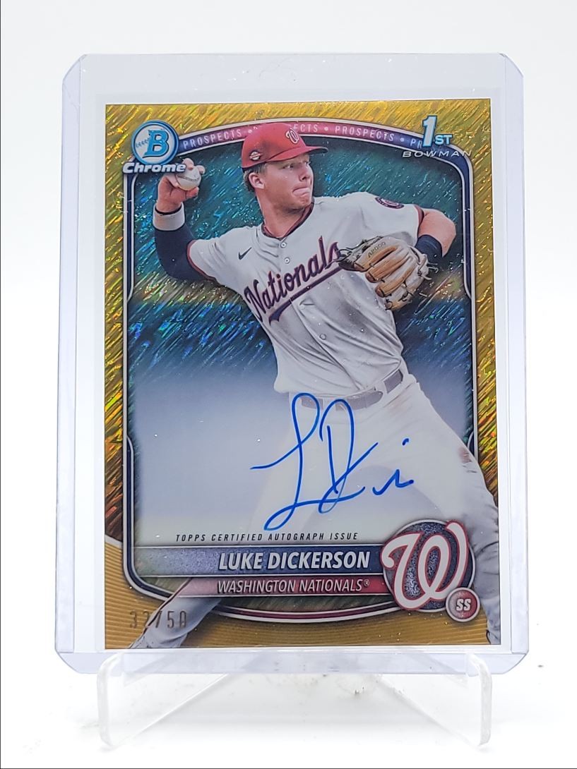LUKE DICKERSON 2025 BOWMAN CHROME 1ST GOLD SHIMMER REFRACTOR AUTO /50 Q3967