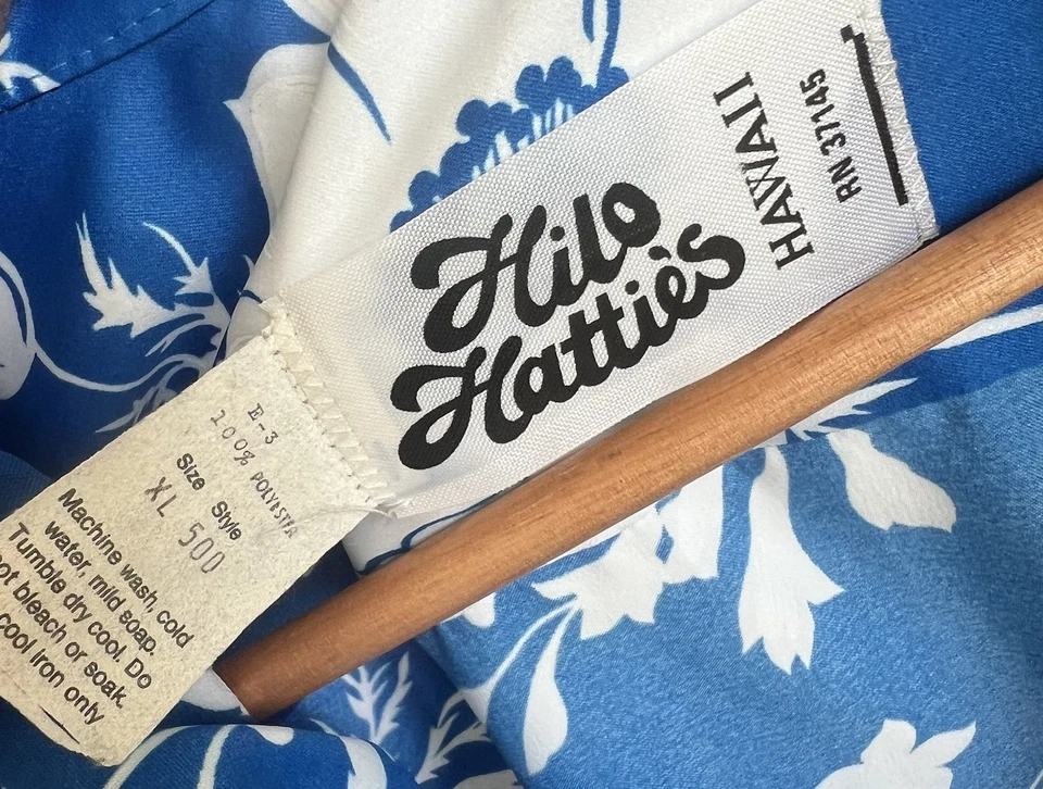 Hilo Hatties Vintage The Hawaiian Original Button Down Shirt Mens XL Blue Hawaii - Image 4 of 4