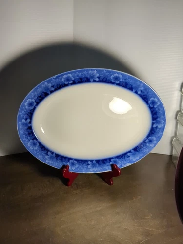 Johnson Bros 1913 Antique Oval Porcelain Serving Platter  Turin Flow Blue