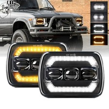 Pair For Toyota Hilux 1983-2004 7x6" 5x7" inch LED Headlights Hi/Lo Beam w/DRL 