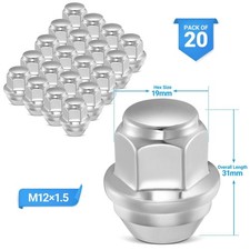 20pcs 12x1.5 19mm Hex Chrome Wheel Lug Nuts Acorn For Ford Fusion Focus