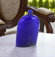 Vintage Unico da Collezione Vetro Blu Bottiglia Medicinali Scopi No Capo G16-160