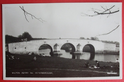Alte CAMBRIDGESHIRE RPPC MILTON FERRY BRÜCKE Nr PETERBOROUGH Echtfoto