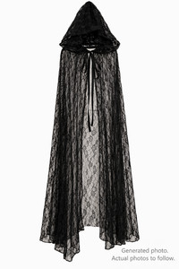 Dreamgirl Lace Hooded Cape Sheer Gothic Witchy Dark Romantic Costume OS