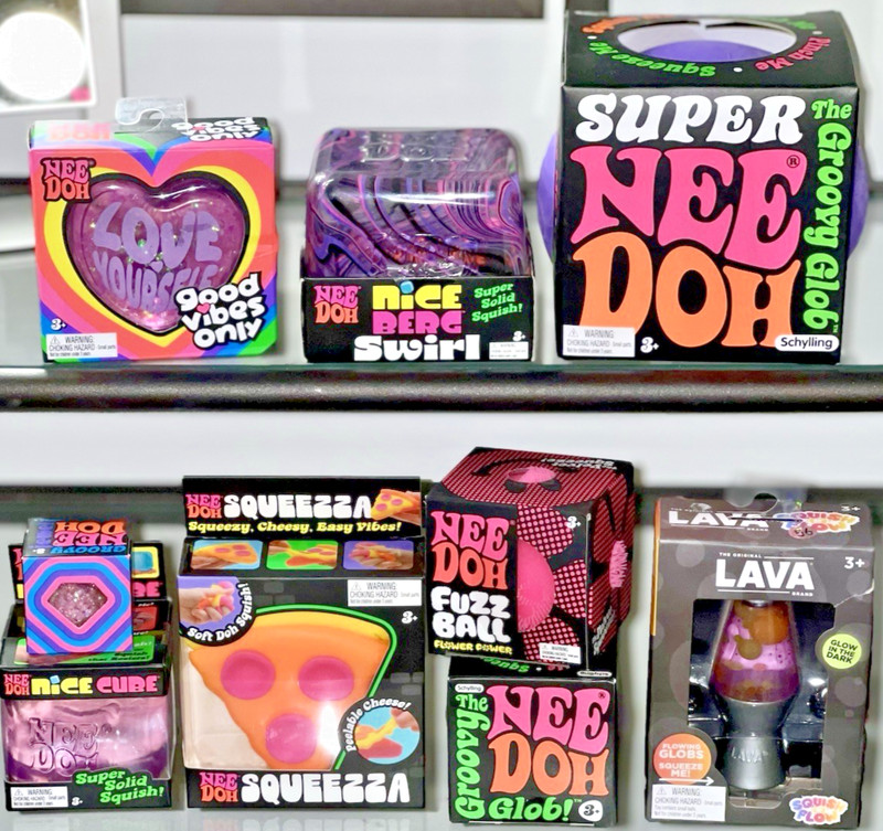 NeeDoh Lot of 9 SUPER, Nice Berg, Heart, Pizza, Lava, Jewel, Fuzz BNIB SCHYLLING