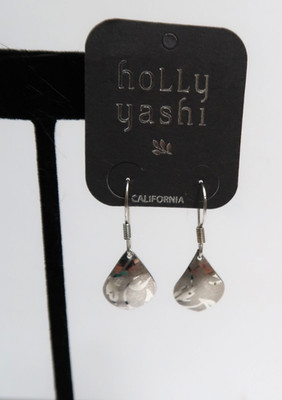 NOS Holly Yashi  Silver Frosts  Crystal Etched Sterling Teardrop Dangle Earrings