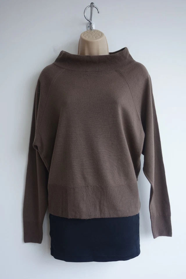 Deadstock vintage jumper merino wool boat neck brown made in England Dalkeith 38 - Image 2 of 4