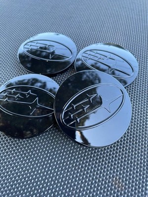 SUBARU SET OF 4 FLL BLCK 60 mm/2.36in Wheel Center Caps - FITS MOST MODELS