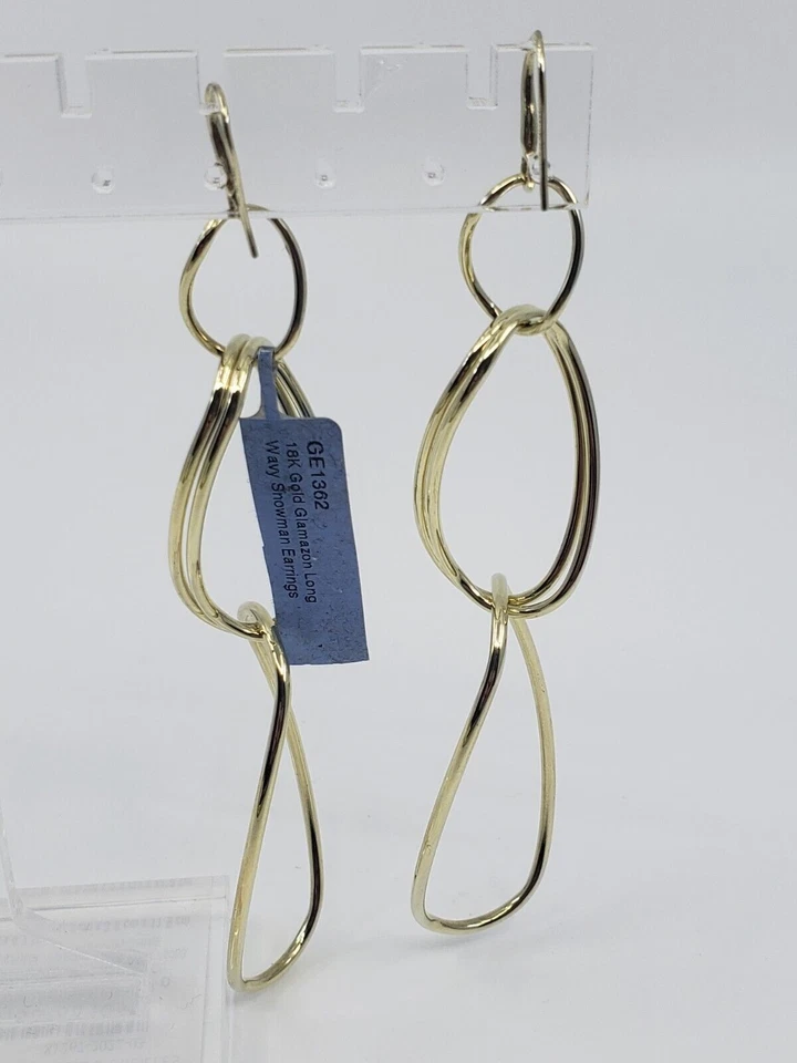 Nuevo ippolita 18K Glamazon Largo Ondulado Muñeco de Nieve Pendientes GANCHO DE PESCADO $3000 ALTO BRILLO Foto 4 de 4