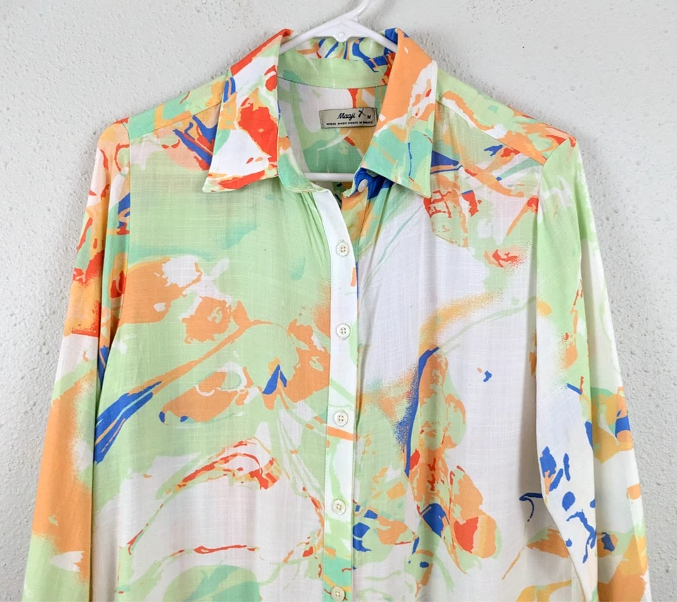 Maaji Talla M Comet Mandy Traje de Baño Cubrir Túnica Camisa Botones Colores LS 1172 Foto 2 de 4